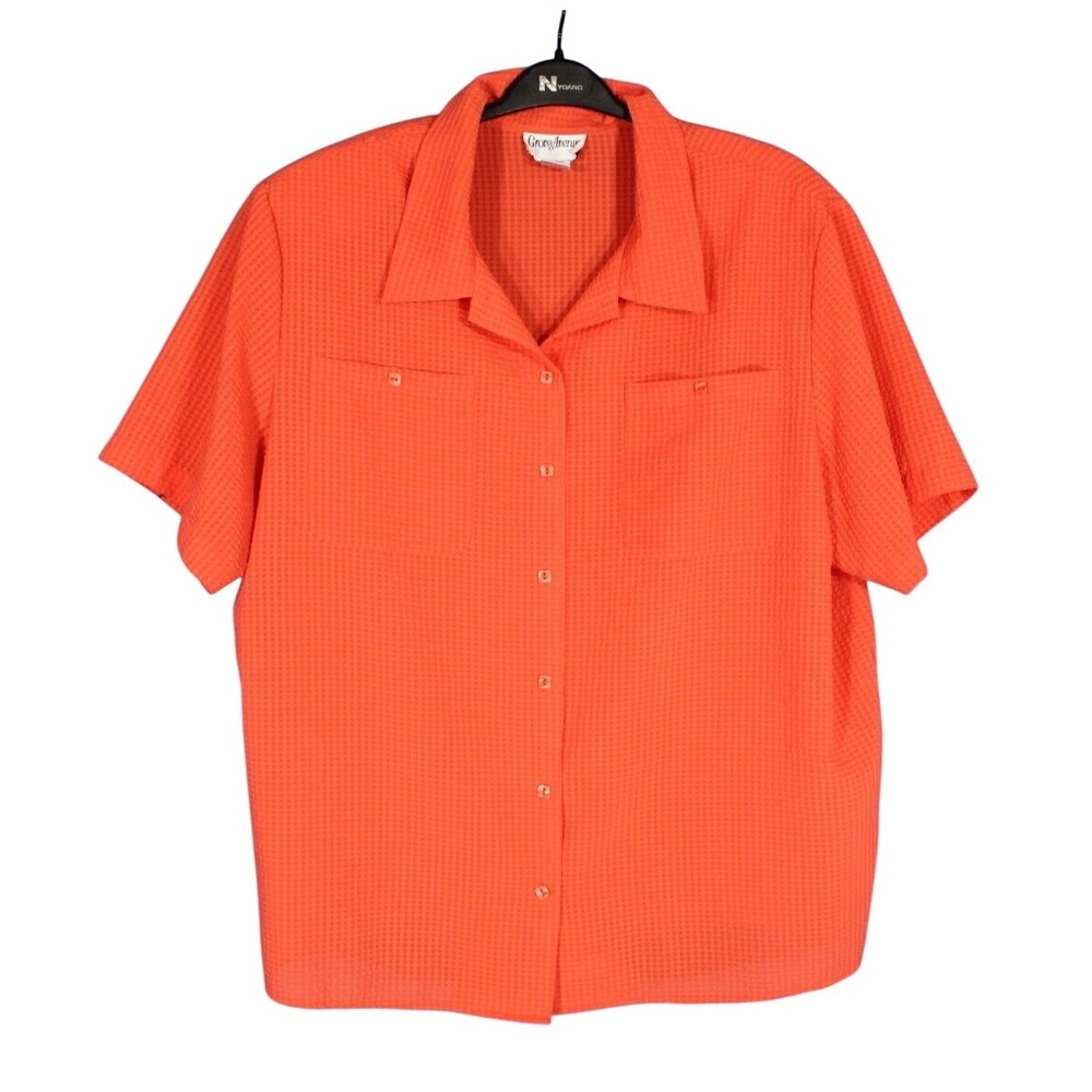 VTG GROVE AVENUE Lightweight TEXTURED TWILL Button-Up 2-POCKETS Shirt/Top Sz 20W